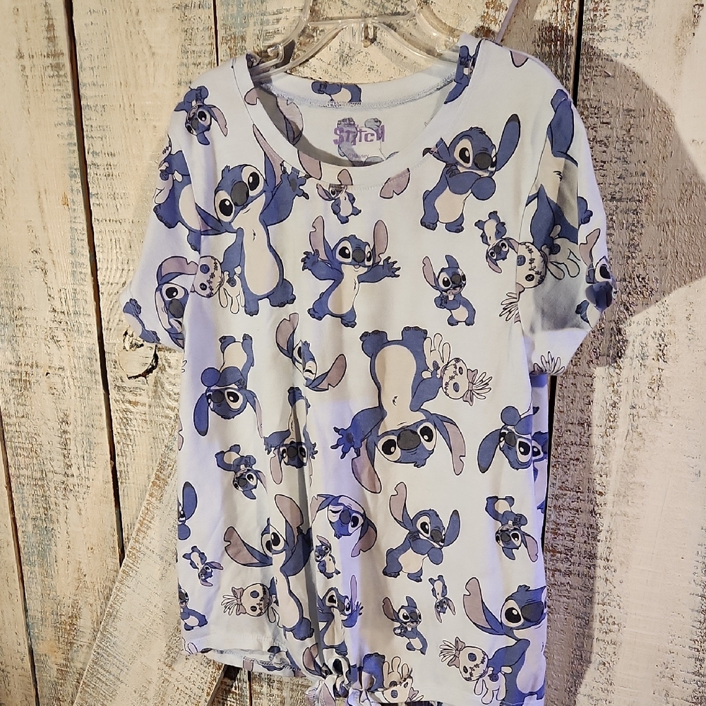 Disney Blue and White Stitch Short Sleeve Tee